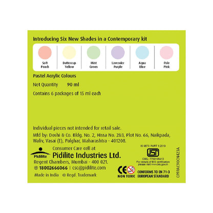 Fevicryl Pastel Acrylic Colours Kit 6 X 15ml