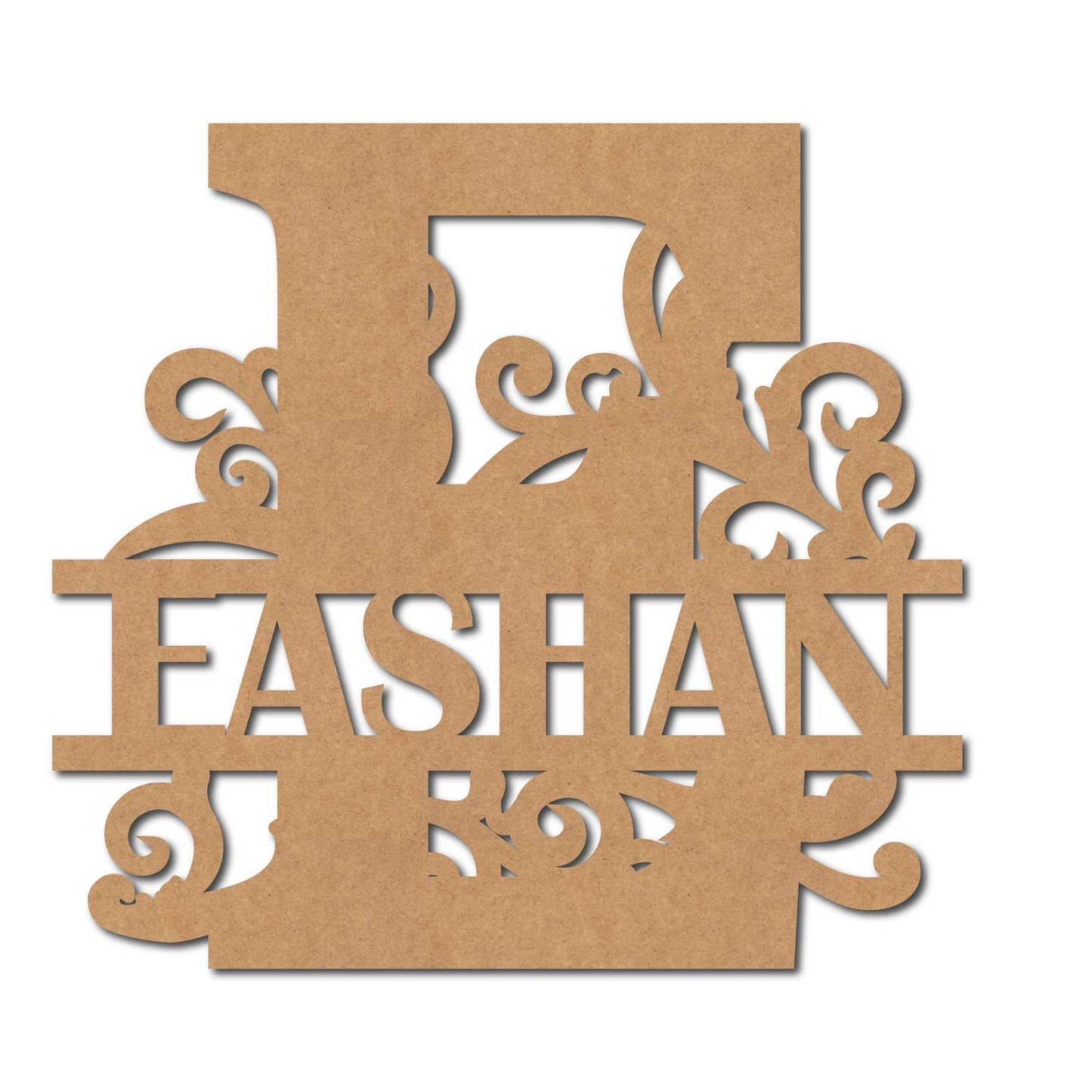 Alphabet Monogram Nameplate MDF Design 2