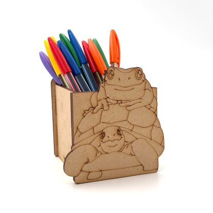 Frog On Tortoise Pen Stand MDF Design 1