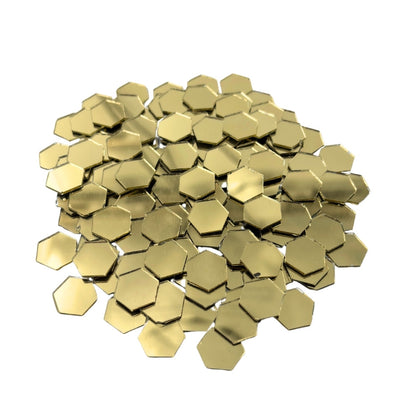 Hexagon Shape Golden Glass Mirror For Lippan Art