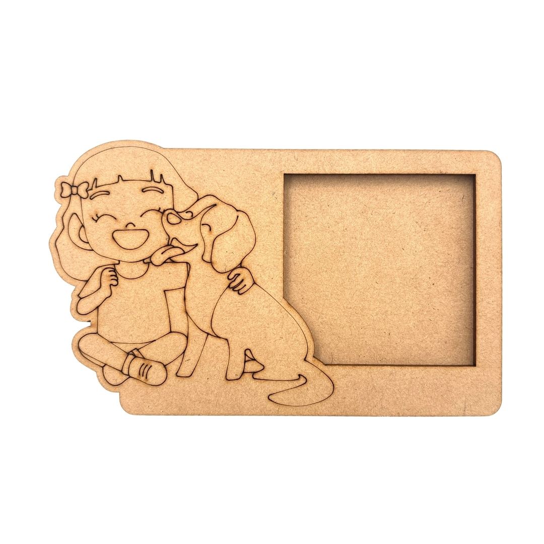 Girl With Dog Three Layered Photo Frame MDF Design 1
