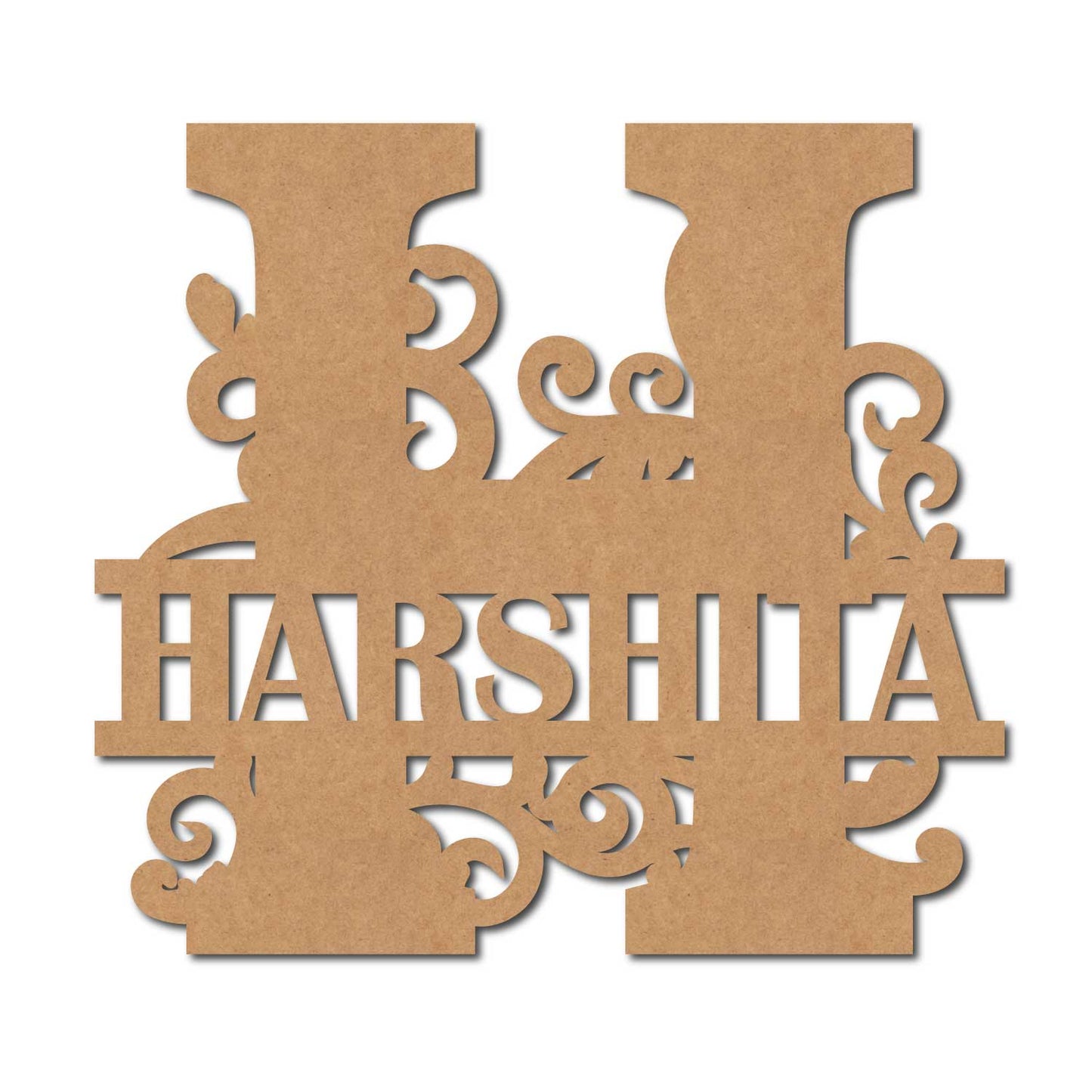 Alphabet Monogram Nameplate MDF Design 2