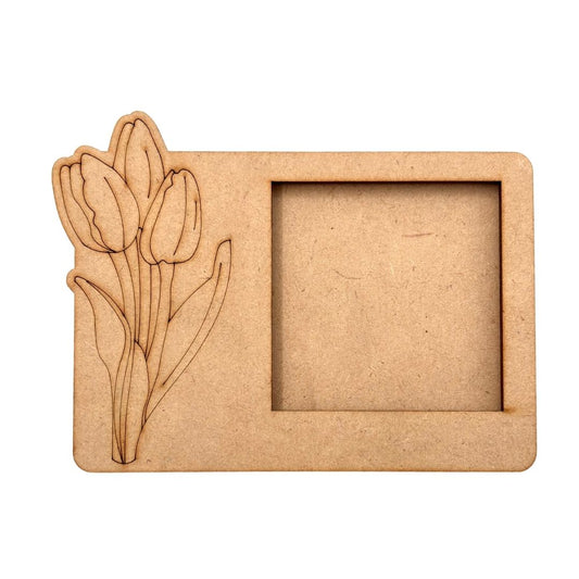 Tulip Flowers Three Layered Photo Frame MDF Design 1