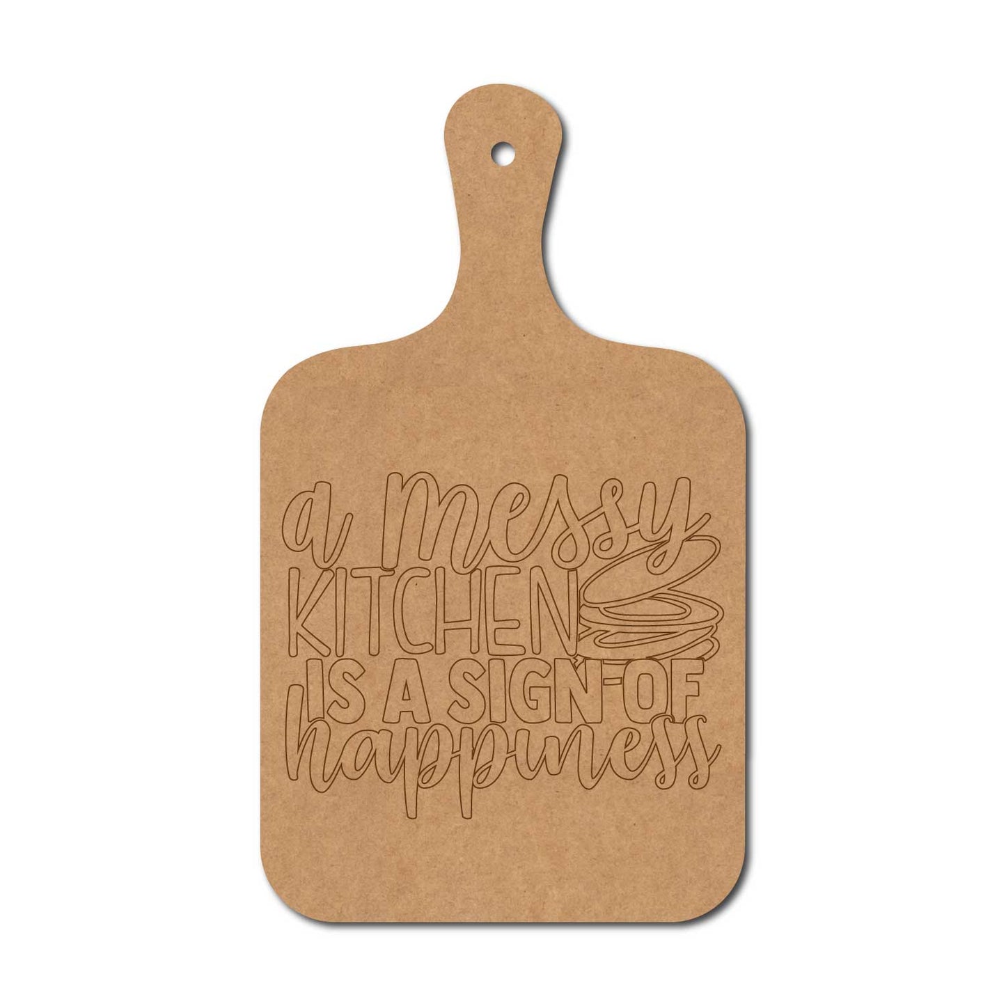 A Messy Kitchen Pre Marked Chopping Board MDF Design 1