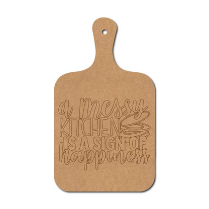 A Messy Kitchen Pre Marked Chopping Board MDF Design 1