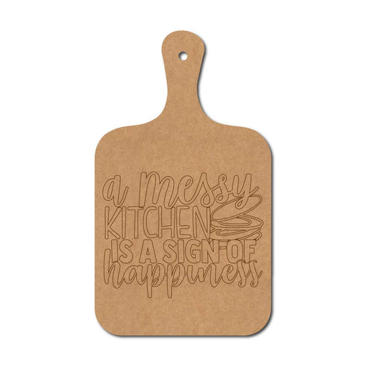 A Messy Kitchen Pre Marked Chopping Board MDF Design 1