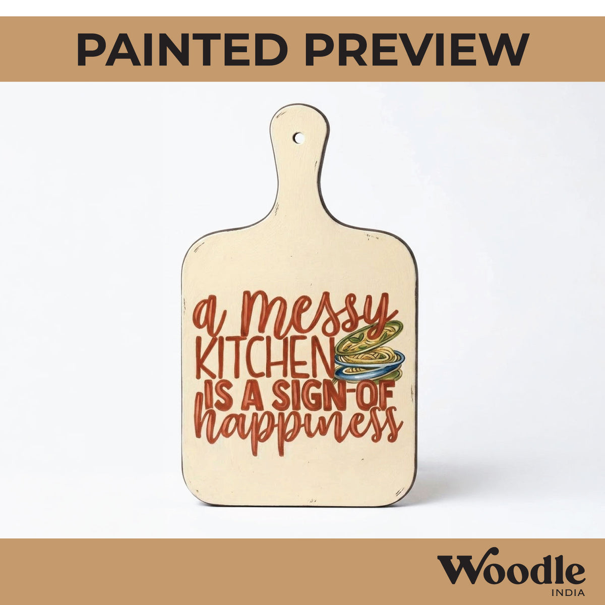 A Messy Kitchen Pre Marked Chopping Board MDF Design 1