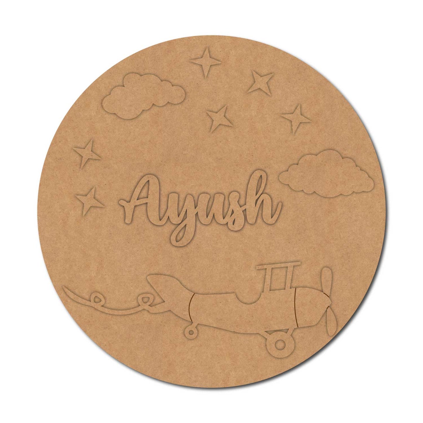 Aeroplane Clouds Nameplate MDF Design 1