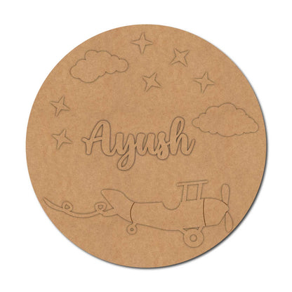 Aeroplane Clouds Nameplate MDF Design 1