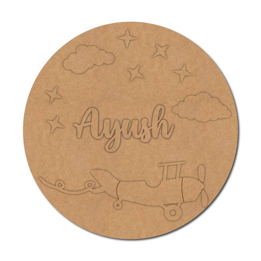 Aeroplane Clouds Nameplate MDF Design 1
