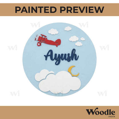 Aeroplane Clouds Nameplate MDF Design 2