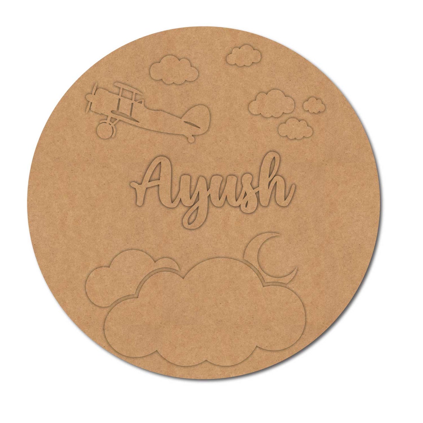 Aeroplane Clouds Nameplate MDF Design 2