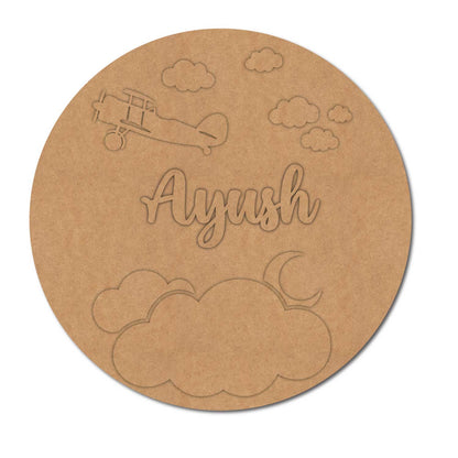 Aeroplane Clouds Nameplate MDF Design 2