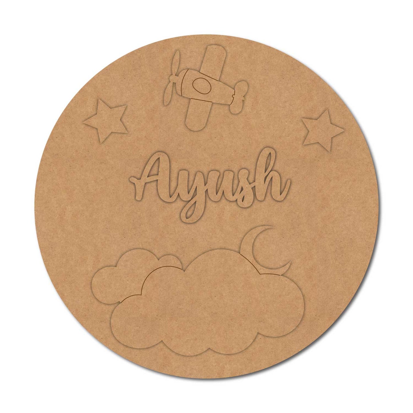 Aeroplane Clouds Nameplate MDF Design 3