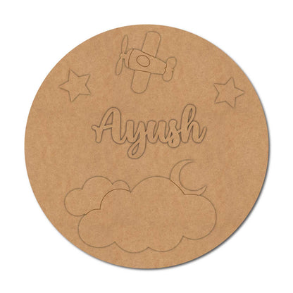 Aeroplane Clouds Nameplate MDF Design 3