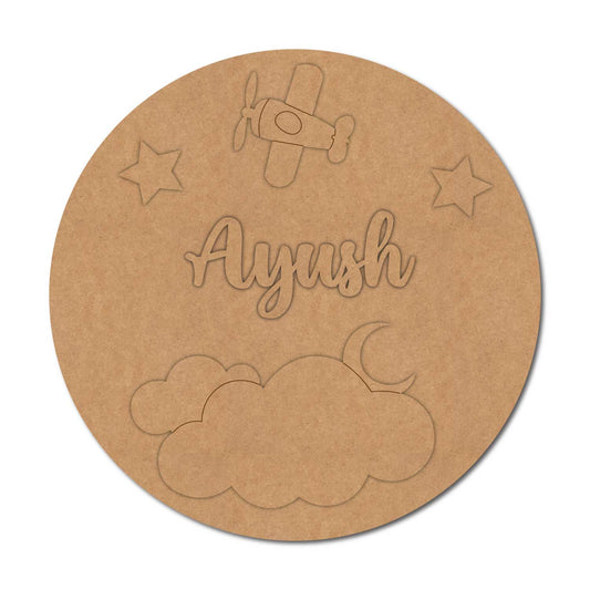Aeroplane Clouds Nameplate MDF Design 3