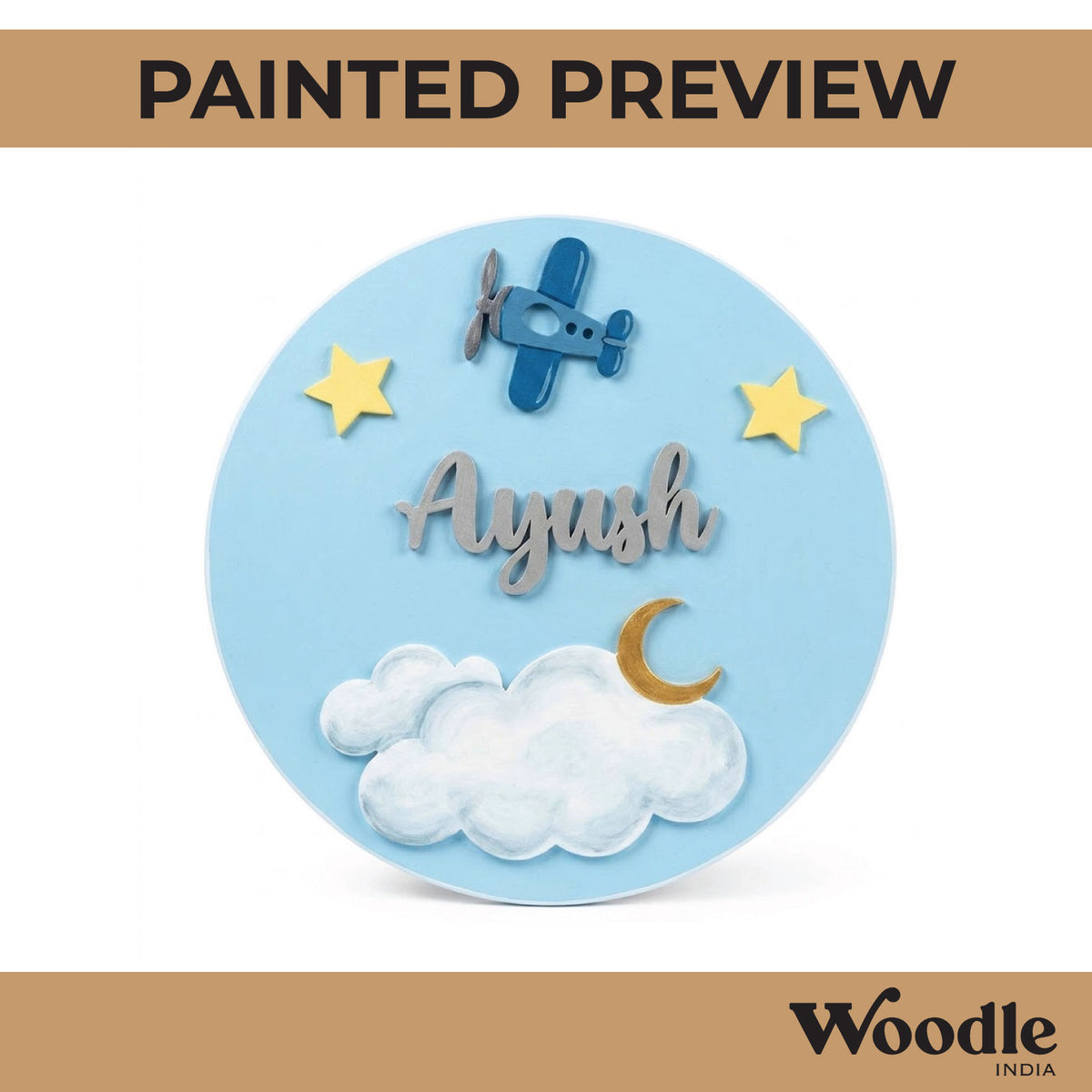 Aeroplane Clouds Nameplate MDF Design 3