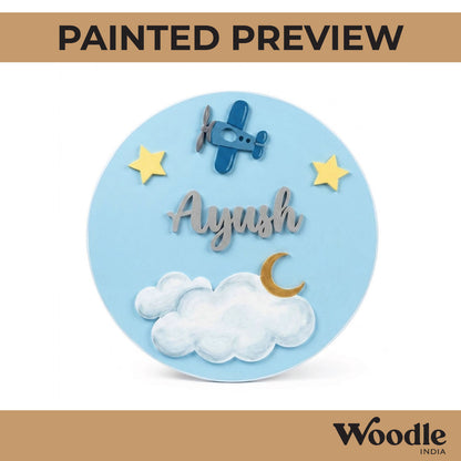 Aeroplane Clouds Nameplate MDF Design 3
