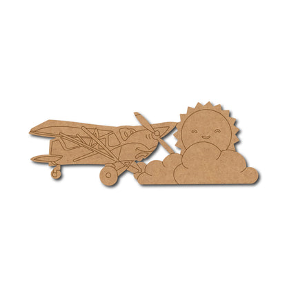 Aeroplane Sun Clouds Nameplate MDF Design 1