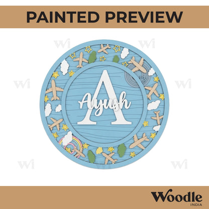 Aeroplane Theme Nameplate MDF Design 1