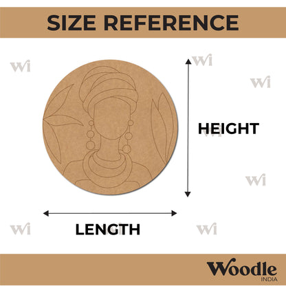 African Lady Pre Marked Round MDF Design 1