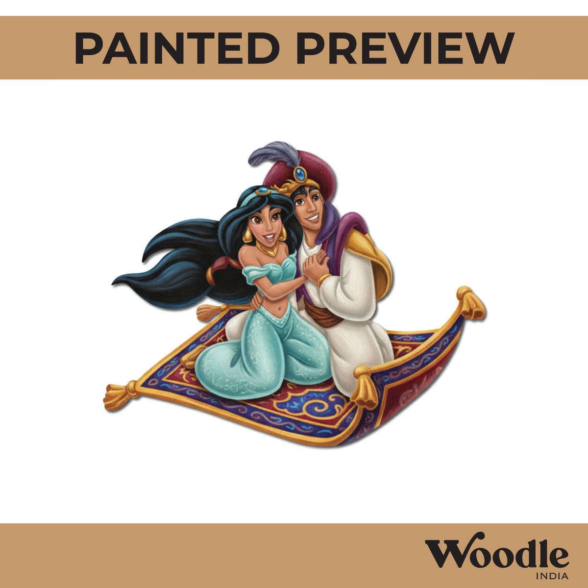 Aladdin And Jasmine On The Magic Carpet Pre Marked MDF Design 1