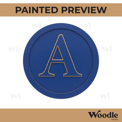 Alphabet Monogram Round Base MDF Design 1