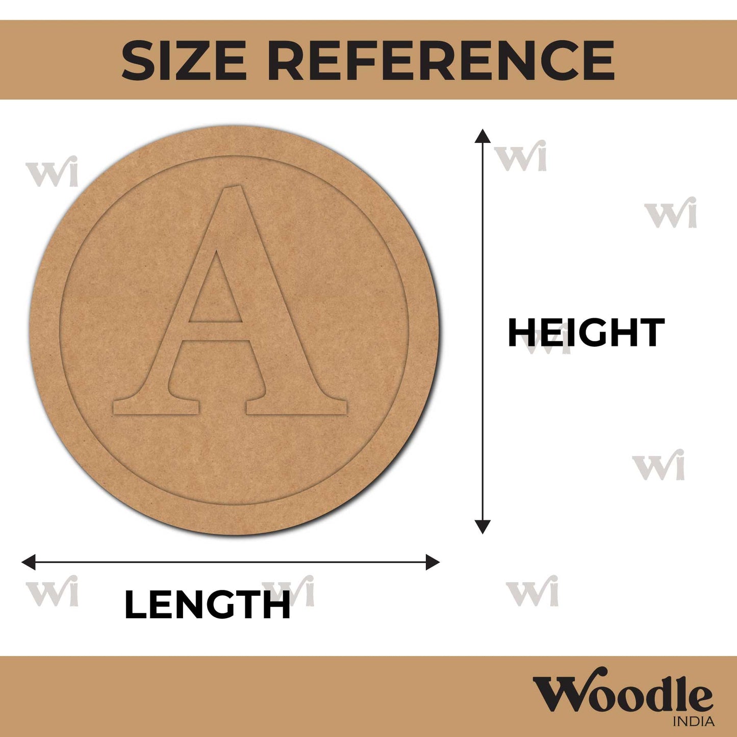 Alphabet Monogram Round Base MDF Design 1