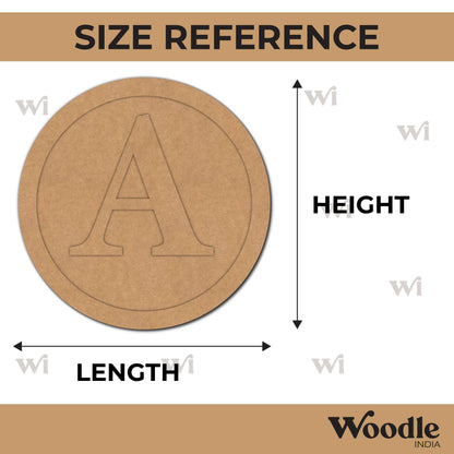 Alphabet Monogram Round Base MDF Design 1