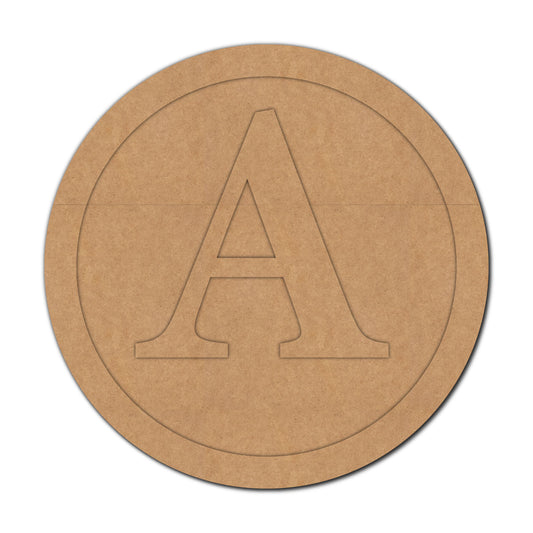 Alphabet Monogram Round Base MDF Design 1