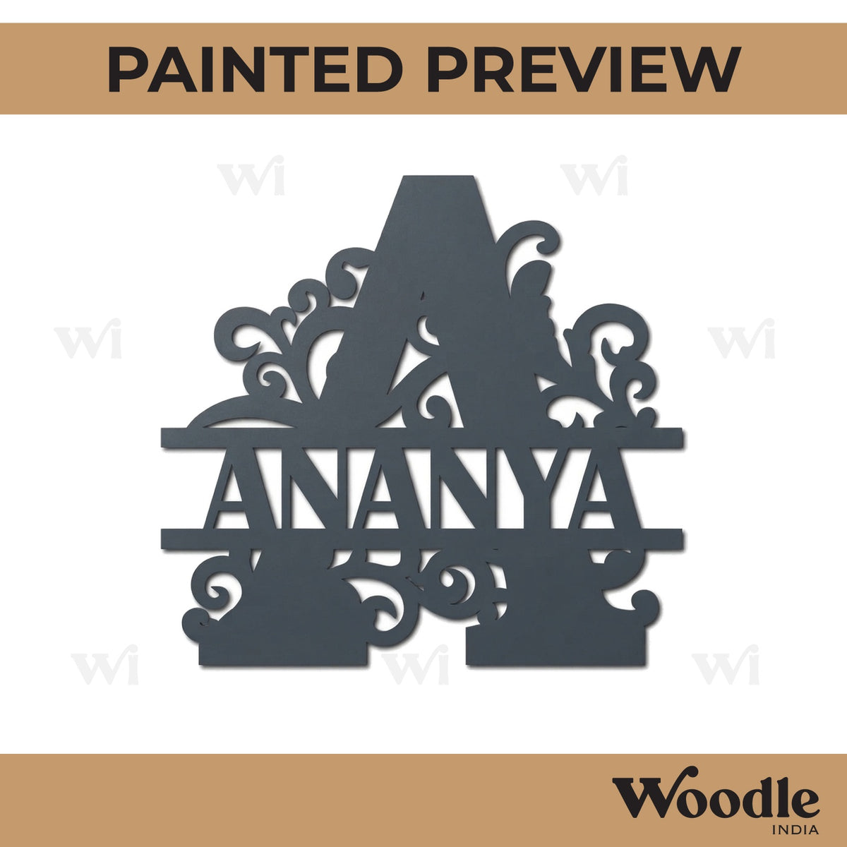 Alphabet Monogram Nameplate MDF Design 2