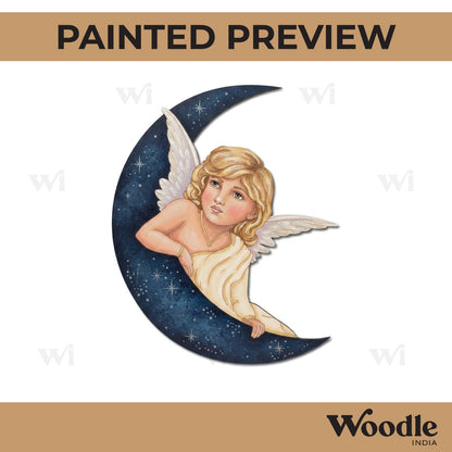 Angel On Moon Pre Marked MDF Design 1