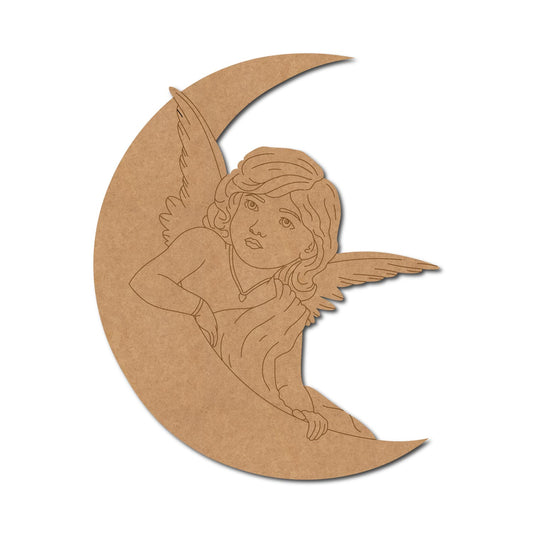 Angel On Moon Pre Marked MDF Design 1