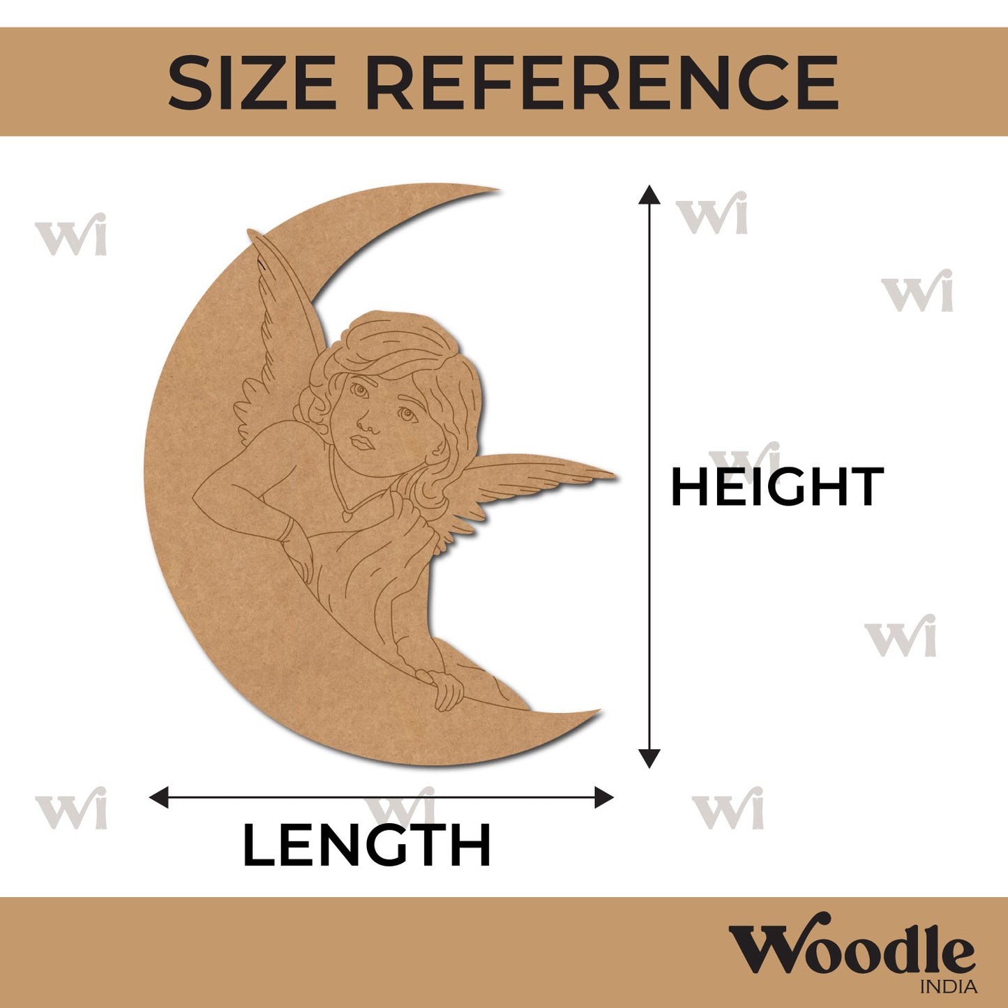 Angel On Moon Pre Marked MDF Design 1