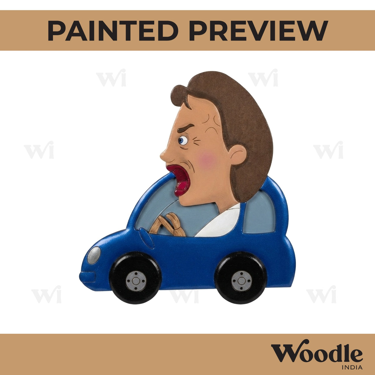 Angry Man In Car Pre Marked MDF Design 2