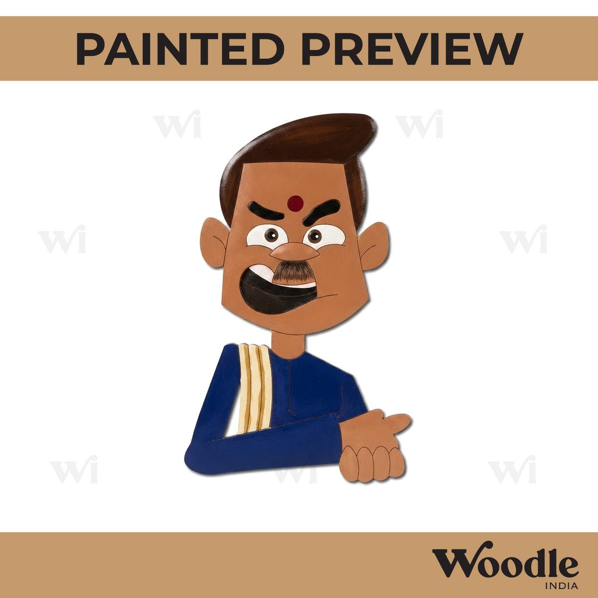 Angry South Indian Man Pre Marked MDF Design 1