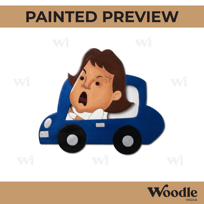 Angry Woman In Car Pre Marked MDF Design 1