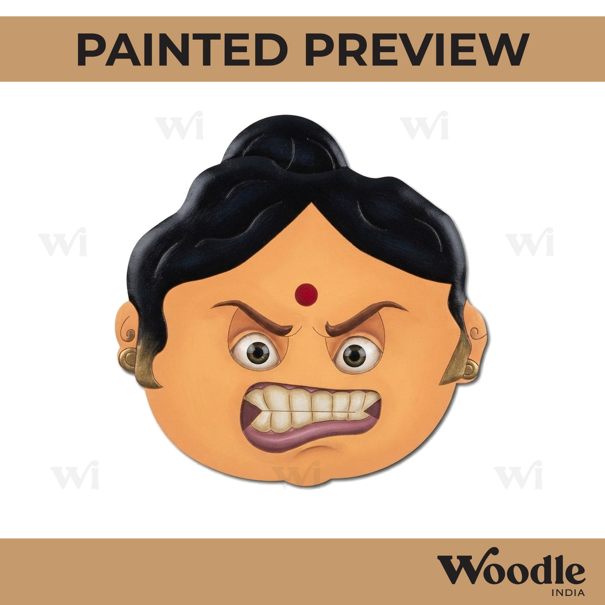 Angry Indian Woman Face Pre Marked MDF Design 1