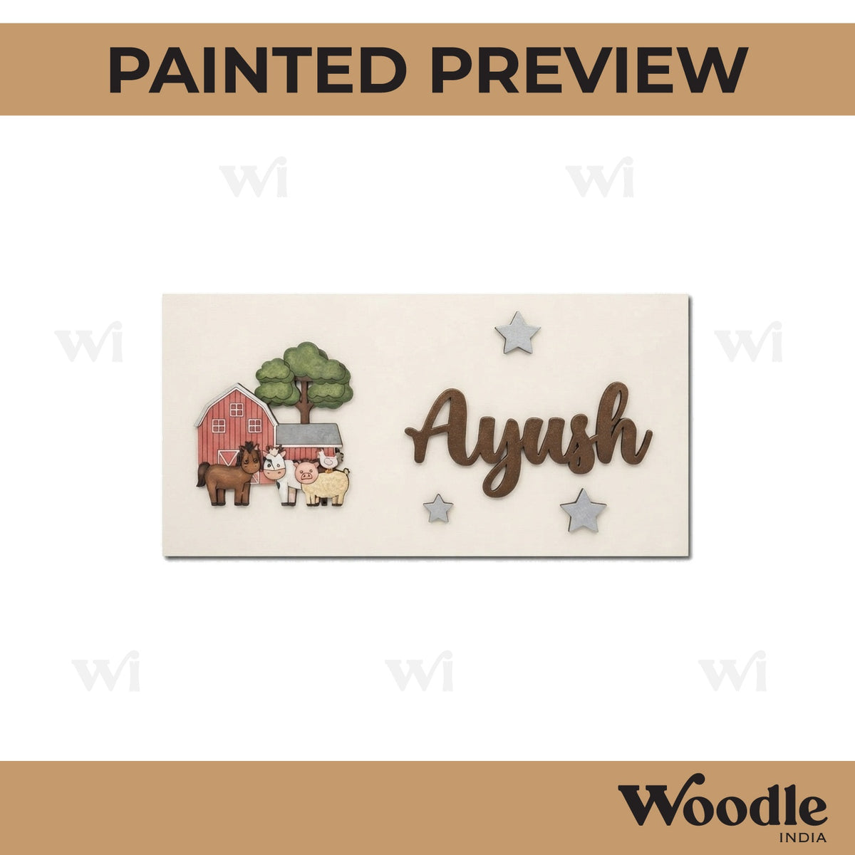 Animal Barn Kids Nameplate MDF Design 1