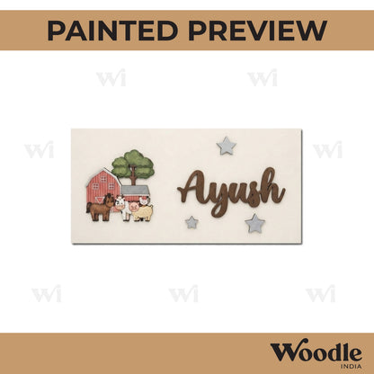 Animal Barn Kids Nameplate MDF Design 1