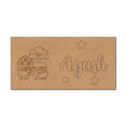 Animal Barn Kids Nameplate MDF Design 1