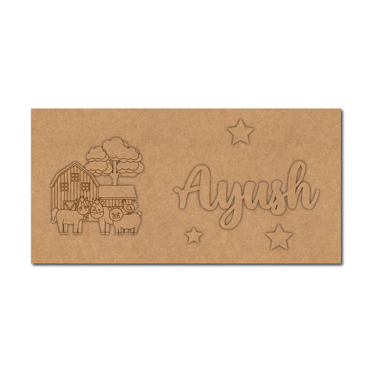 Animal Barn Kids Nameplate MDF Design 1