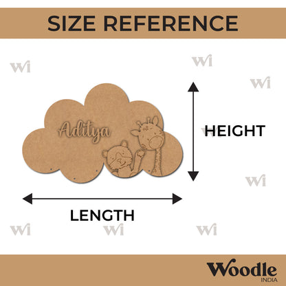 Animals Cloud Nameplate MDF Design 1