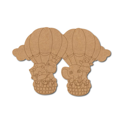 Animals Hot Air Balloon Pre Marked MDF Design 1