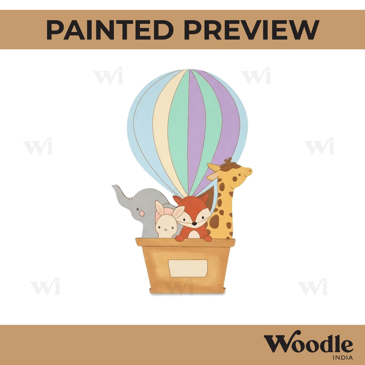 Animals In Hot Air Balloon Pre Marked MDF Design 1