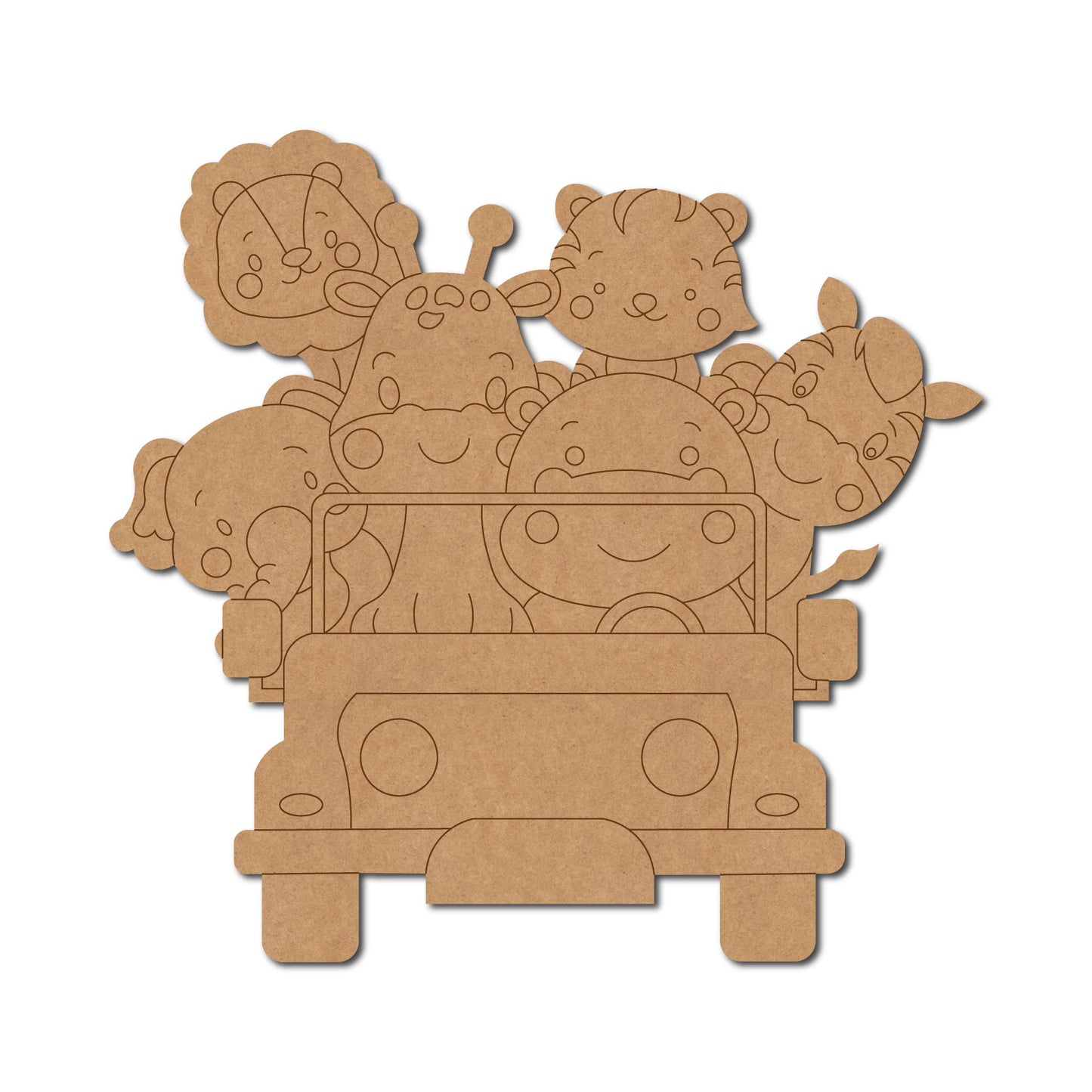 Animals In Jeep Pre Marked MDF Design 2