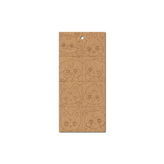 Aniteez Ateez Animal Cartoon Bookmark Pre Marked MDF Design 1