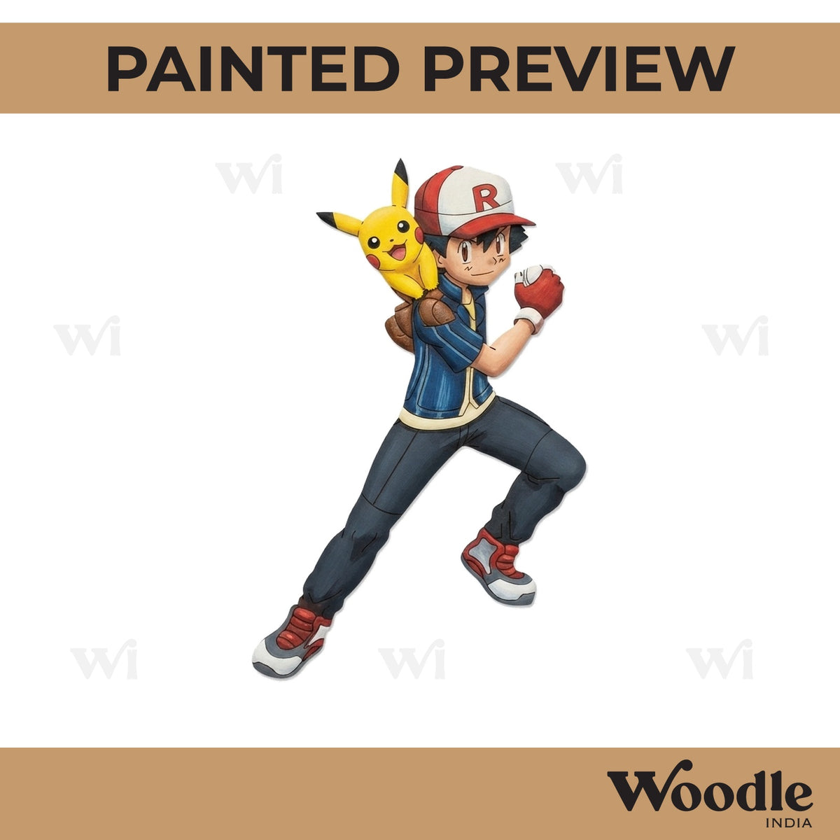 Ash And Pikachu Pokemon Pre Marked MDF Design 1