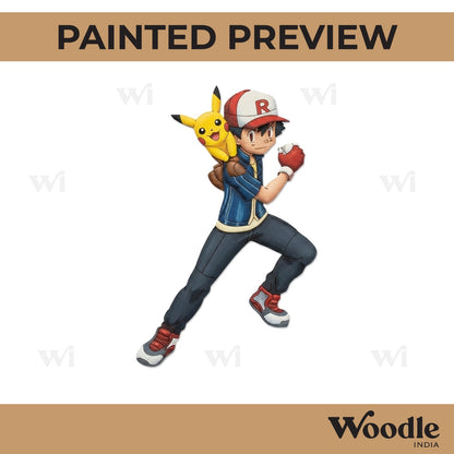 Ash And Pikachu Pokemon Pre Marked MDF Design 1