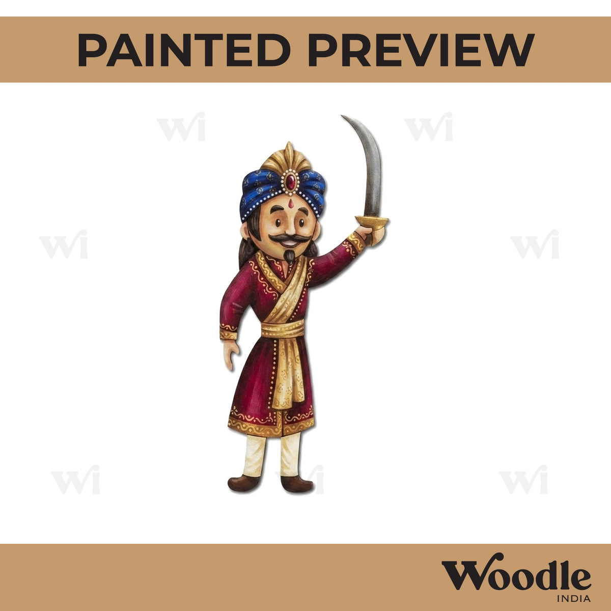 Ashoka Samrat With Sword Pre Marked MDF Design 1